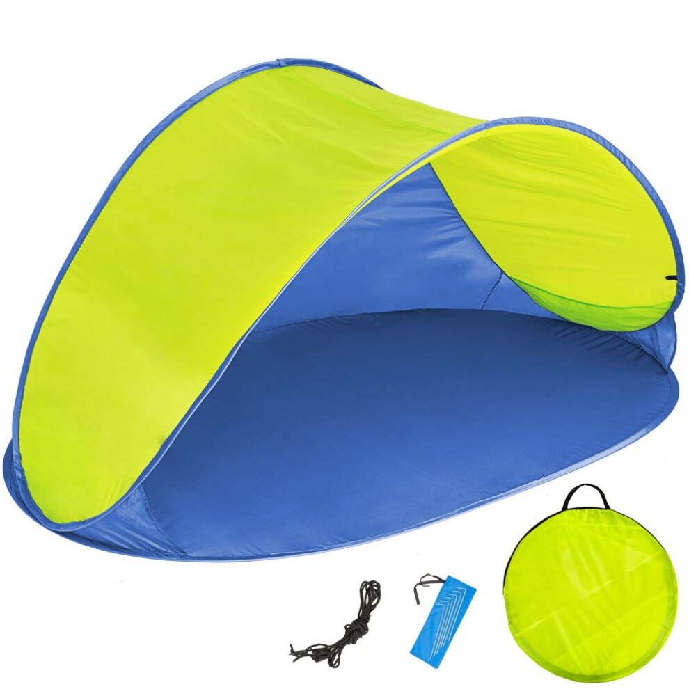 (blue/yellow) Popup beach sea tent wind sun UV protection shade shelter canopy festival new
