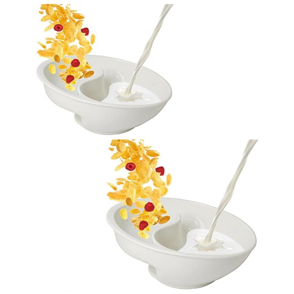 Divided Cereal Bowl, Reusable Snack and Dip Bowls for Yogurt, White-image-OPC-PGB9BNZ-NEW