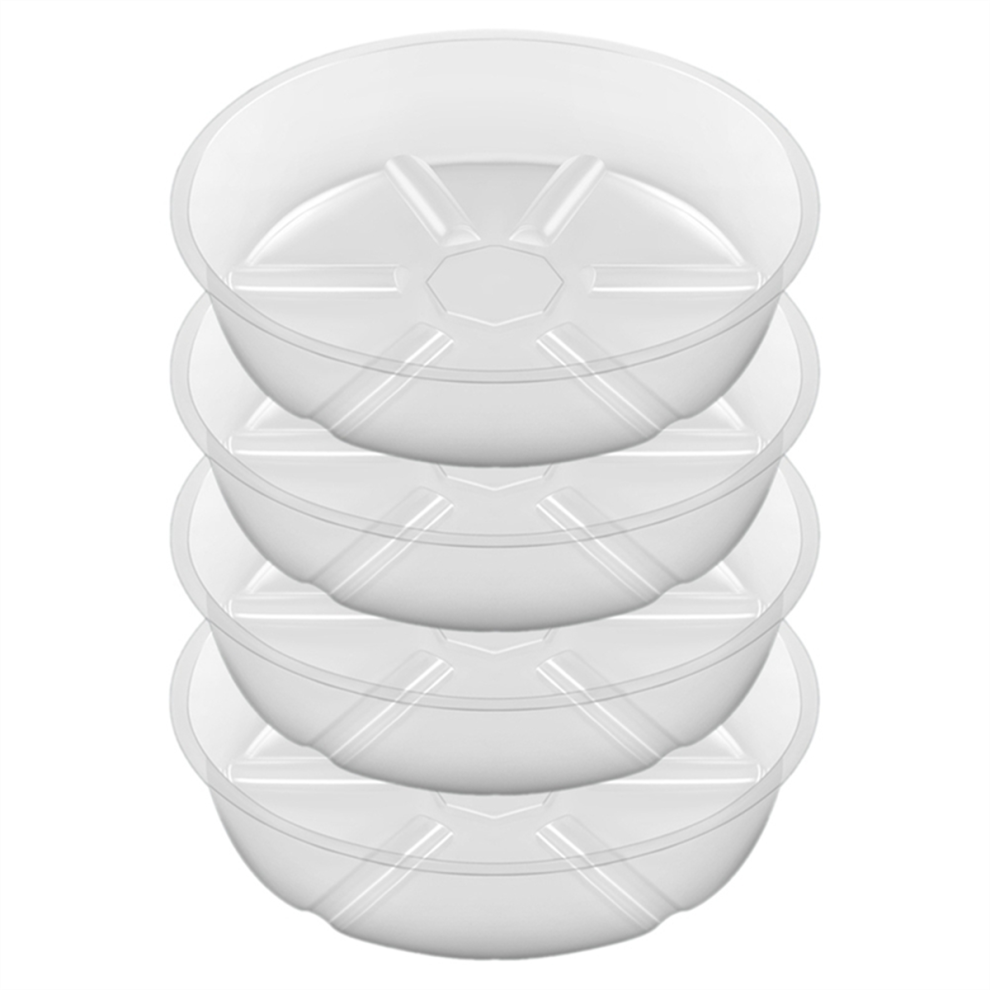 Lot de 4 Soucoupes Transparentes pour Plantes 25,4 cm en Plastique Épais Pot Fleurs Jardin Intérieur et Extérieur