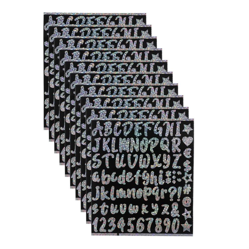 10 Vellen -Cup Vinyl Letters Stickers, Zelfklevende Glitterletter Naamstickers, Kleurrijk Glitter Alfabet
