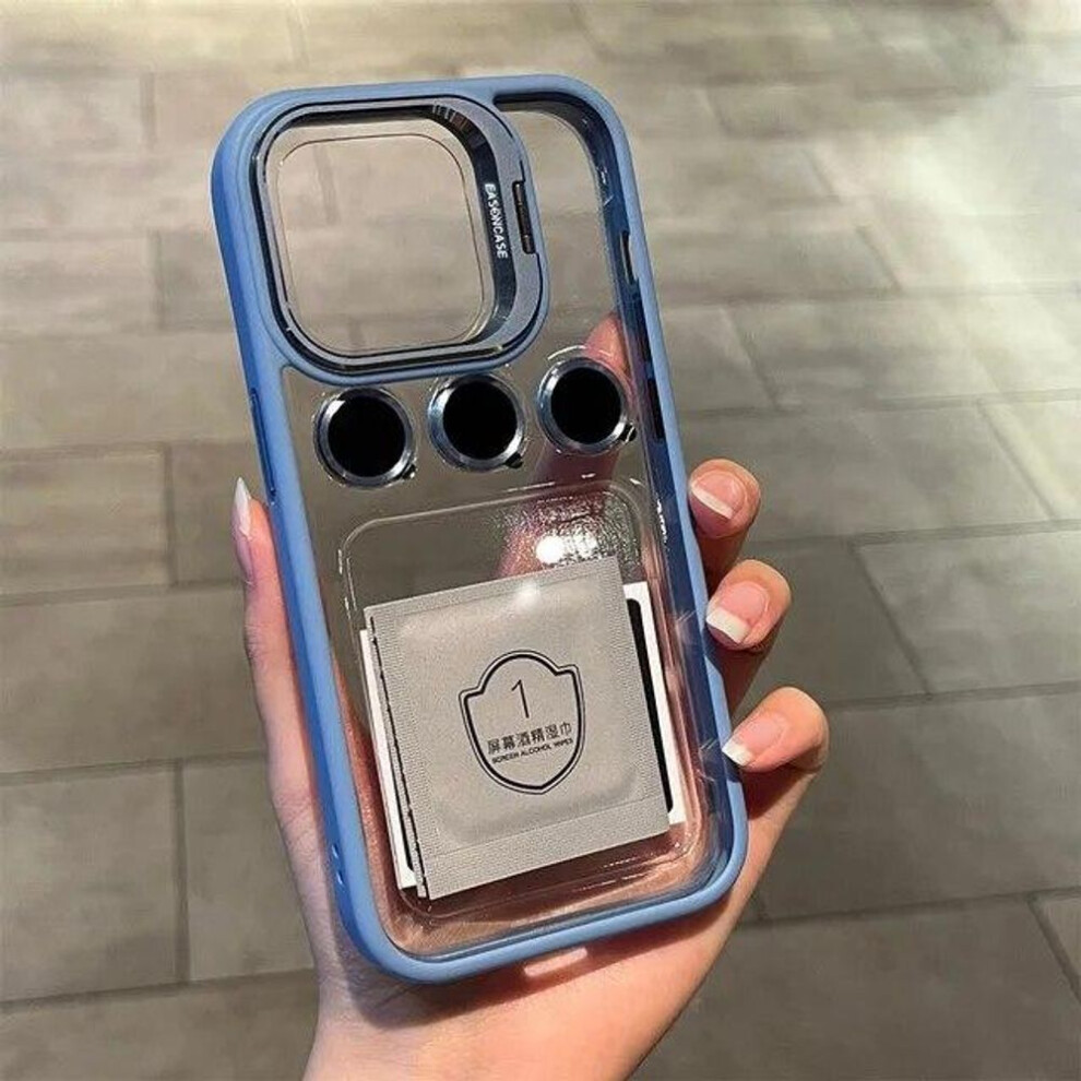 Photos - Case Lens Metal Ring Protector Stand Phone For IPhone 16 15 12 13 14Pro Max 11 Camera Glass(light blue, iPhone 13 Pro Max)