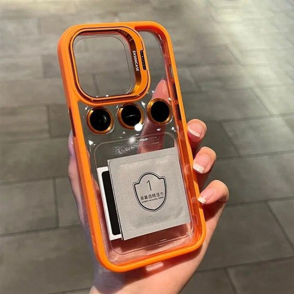 Photos - Case  Lens Metal Ring Protector Stand Phone  For IPhone 16 15 12 13 14Pro Max 11 Camera Glass Prot(orange, iPhone 11 Pro max)