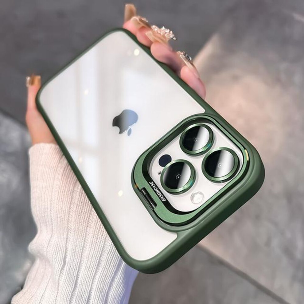 Photos - Case  Lens Metal Ring Protector Stand Phone  For IPhone 16 15 12 13 14Pro Max 11 Camera Glass Protecti(dark green, iPhone 15)