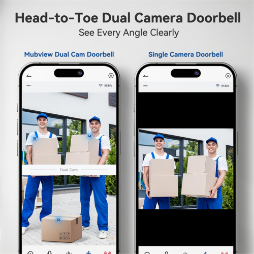 Dual Doorbell Camera ασύρματη χωρίς συνδρομή, 2K Smart Door 2