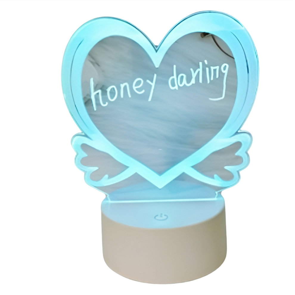 Veilleuse LED Transparente USB Tableau D'Écriture Effaçable Décoration de Bureau Amour