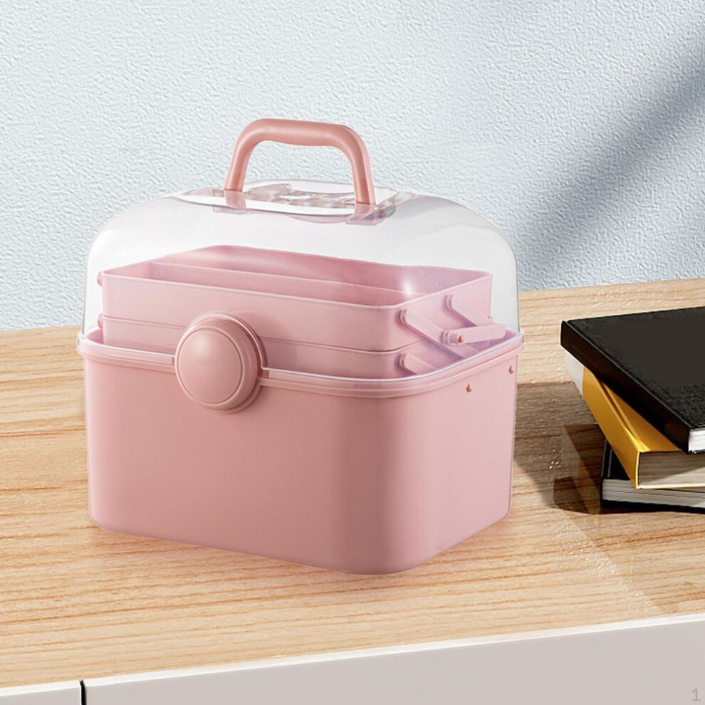 (pink) Multi-purpose Portable Storage Box Art Supplies Organizer for Organizing Sewing Tool