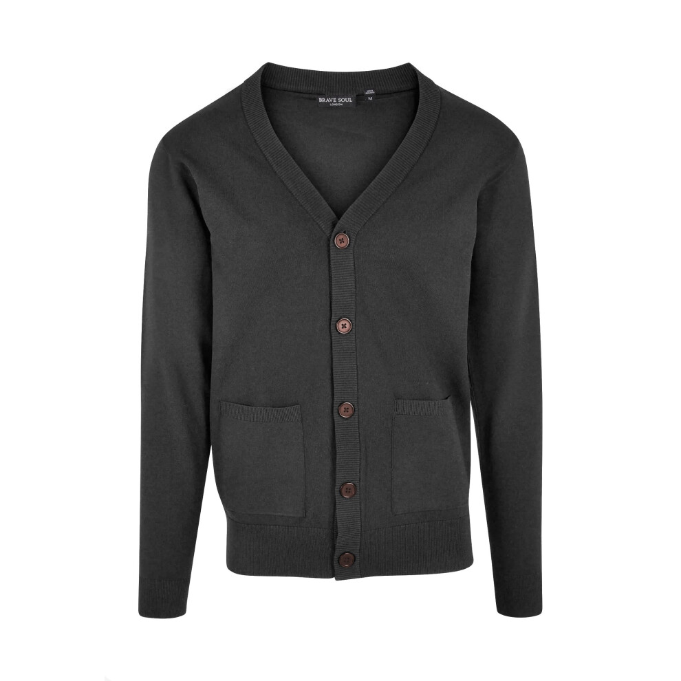(DARK CHARCOAL MARL, X-Large) Brave Soul Ghazali Button Up Cardigan