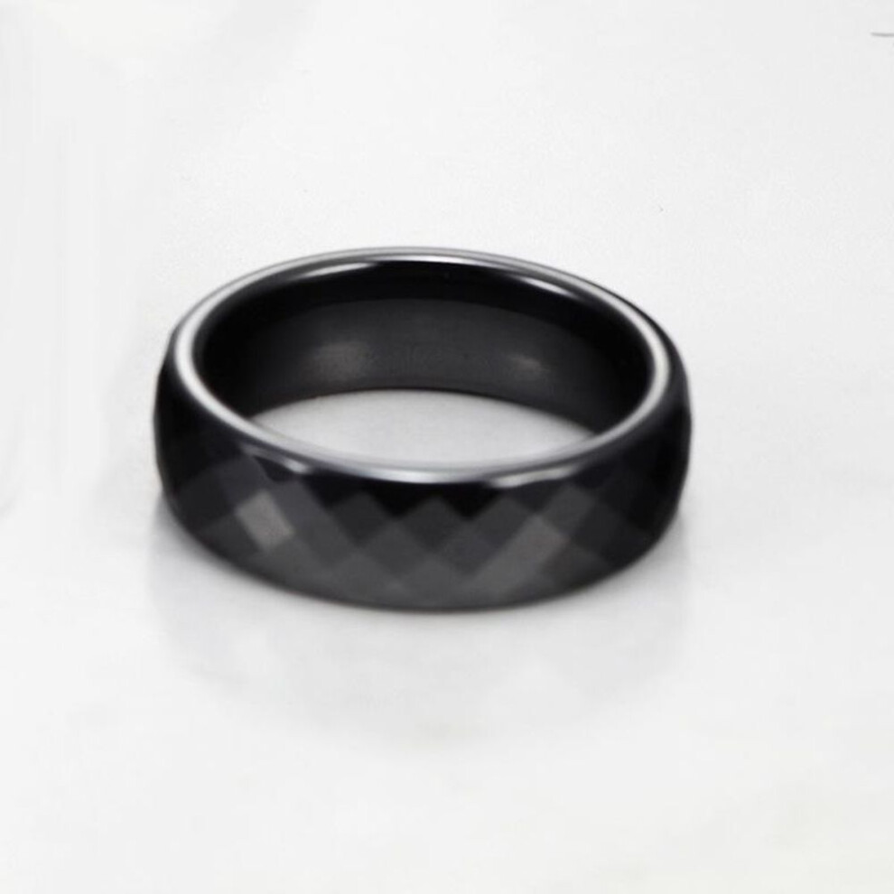 (black, 7) Unisex Never Faded Ceramic Ring Wide Multi-cut Couple Ring Couple Nano Ceramic Ring