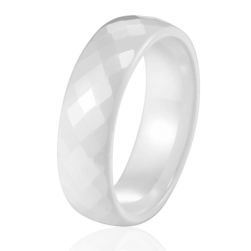 (white, 6) Unisex Never Faded Ceramic Ring Wide Multi-cut Couple Ring Couple Nano Ceramic Ring