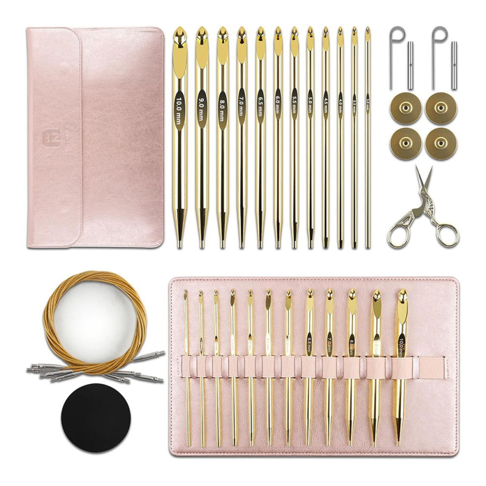 Melitt 27Pcs Tunisian Crochet Hooks Set Interchangeable Hook