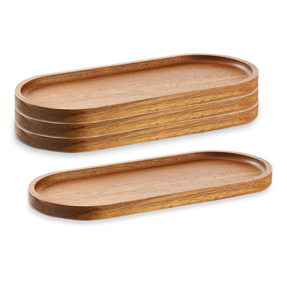 Lot de 4 Plateaux Service en Bois 11,5 X Pouces Planches à Charcuterie Assiettes Ovales Plateau Fromage Vrac