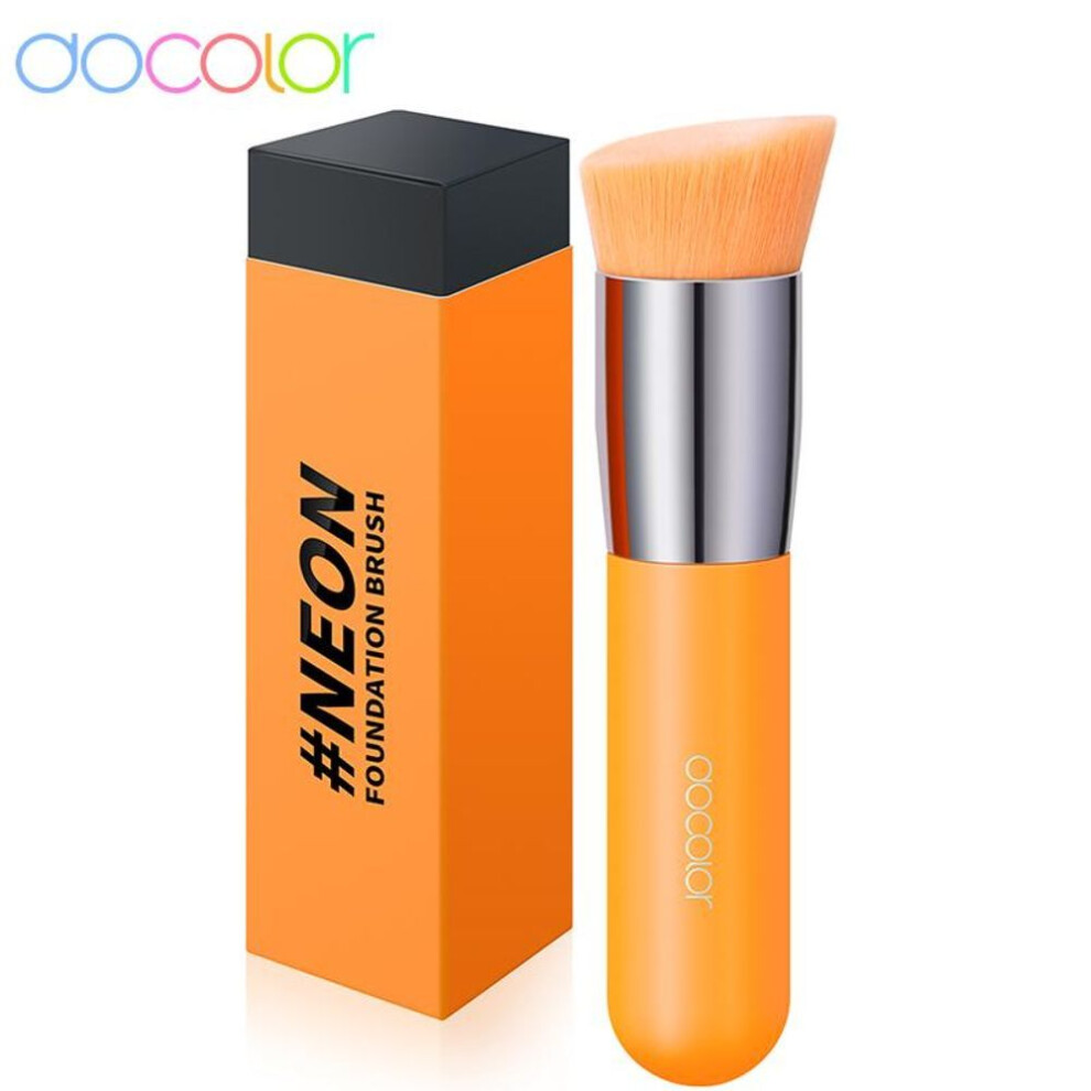 (orange) Docolor 3pcs Neon Makeup Brushes Flat Top Foundation Brush Large Face Brush Professional Cosmetic Contour Powder Make Up Brush