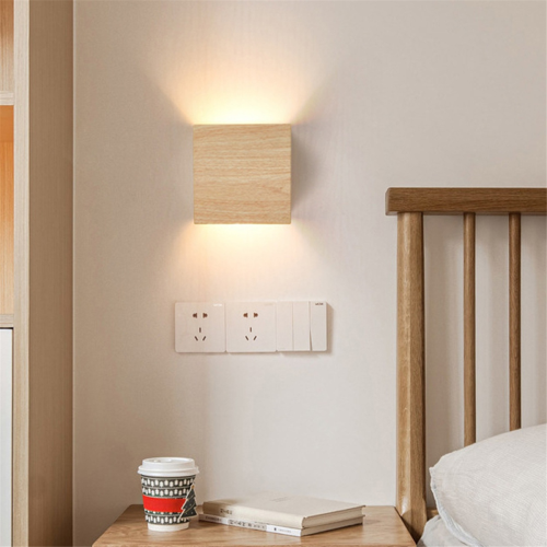 Wood Grain Bedroom Bedside Wall Lamp Background Corridor B 2
