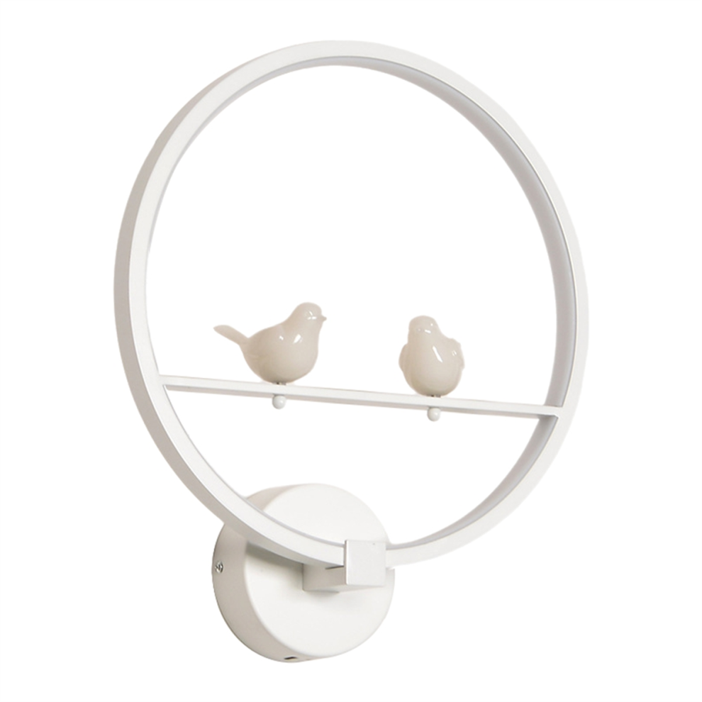 Lampada Da Parete Led Two Birds Ring Da 18 W, Luce Calda 3000 K, Bianca-image