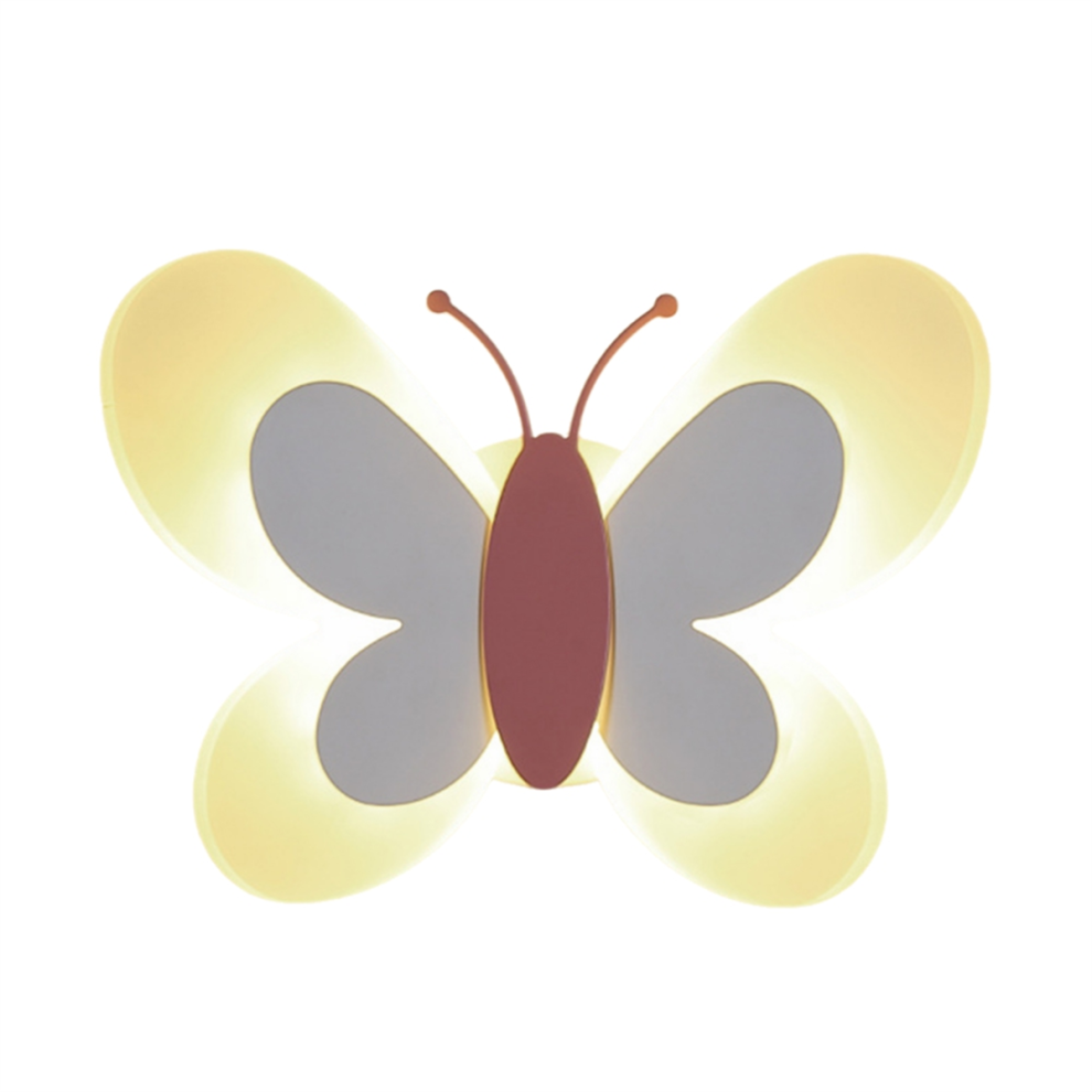 Applique Murale LED Papillon 14 W 85-265 V Lampe de Chambre D'Enfant Moderne Papillon, Aile Blanche et Rose