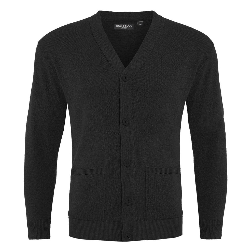 (Black, Small) Brave Soul Farabi Button Through Knitted Cardigan