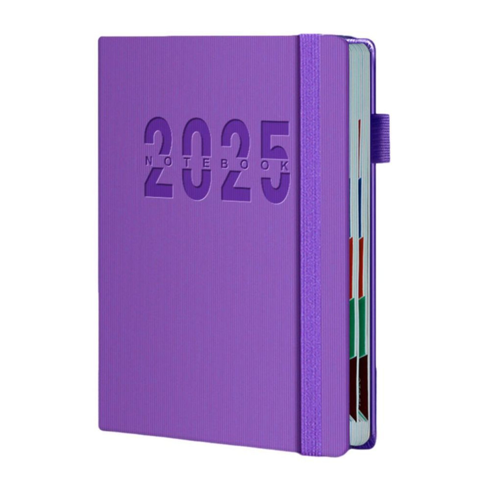 (purple) 2025 Calendar Monthly Planner Hardcover January To December 2025 Daily Planner Book Schedule Planner With Monthly Tabs Pen Band For Students Office
