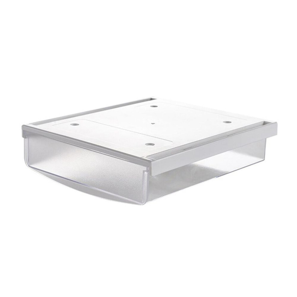 (white) Under Desk Drawer Attachable Hidden Self-adhesive Slide-out Plastic Stick On Drawer Under Desk Organizer Office Supplies