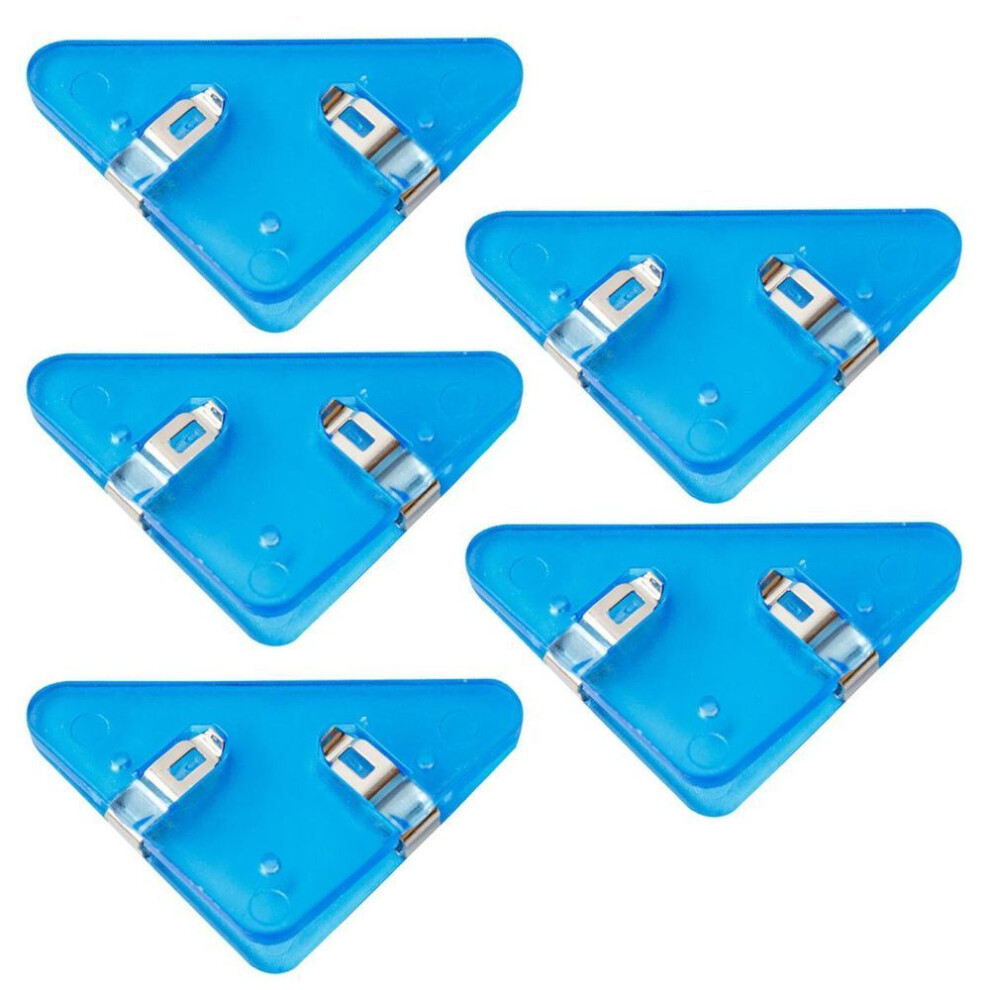 (blue) 5pcs Transparent Triangle Corner Clips Prevent Book Curling Multifunctional Document File Book Page Corner Clips Students Supplies
