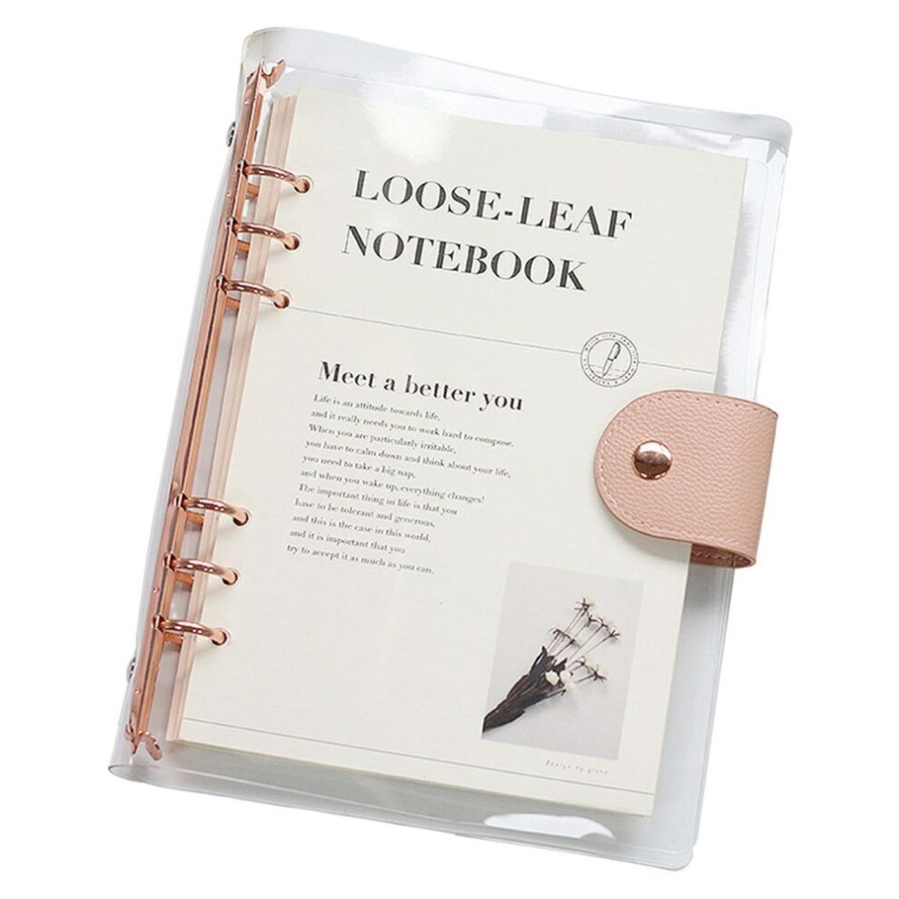 (pink, A5) Planner Notebook Simple Style Easy To Carry Transparent Journal Book Loose-leaf Notepad For Students