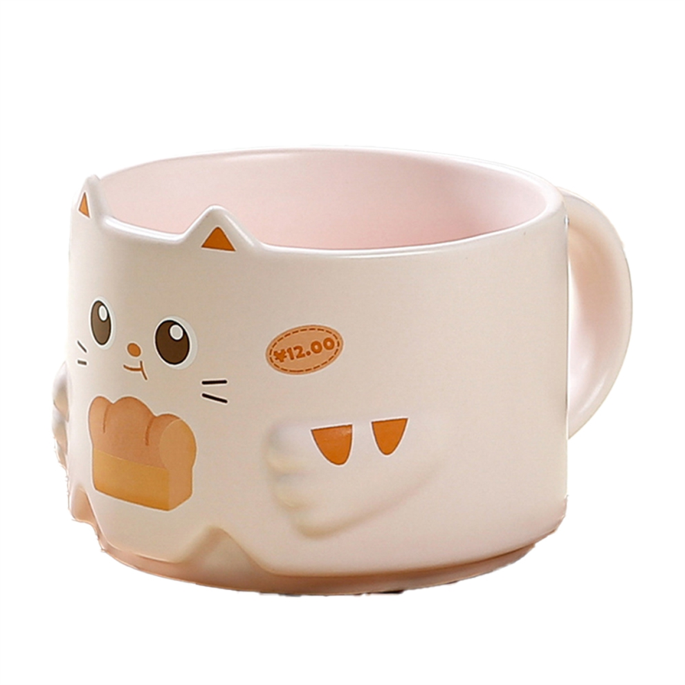 Tasse en Céramique à Motif de Chat Dessin Animé - Eau Empilée avec D'Oreille et Poignée, Verres Ménagers Intéressants, Rose