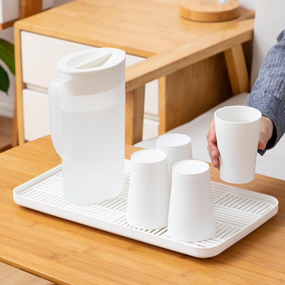 (white) Pitcher With Lid Beverage Jar Cold Water Kettle Set For Refrigerator
