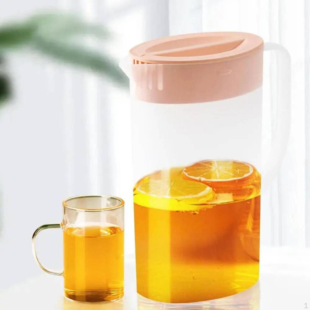 (pink) Pitcher With Lid Beverage Jar Cold Water Kettle Set For Refrigerator