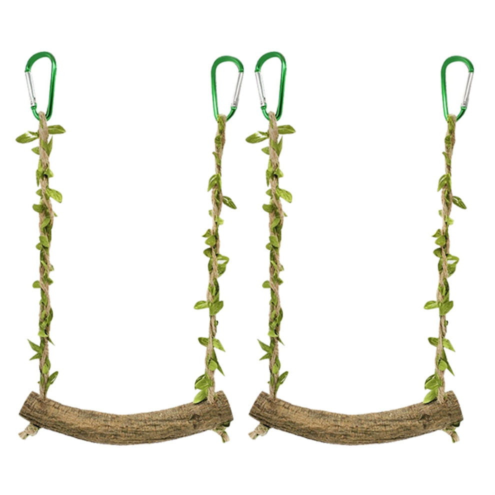 Cage à Oiseaux Aménagement Paysager Perroquet Balançoire Jouet Oiseau Escalade Échelle Interactive Anti-Morsure Griffe Meulage Bois Anneau Mâcher