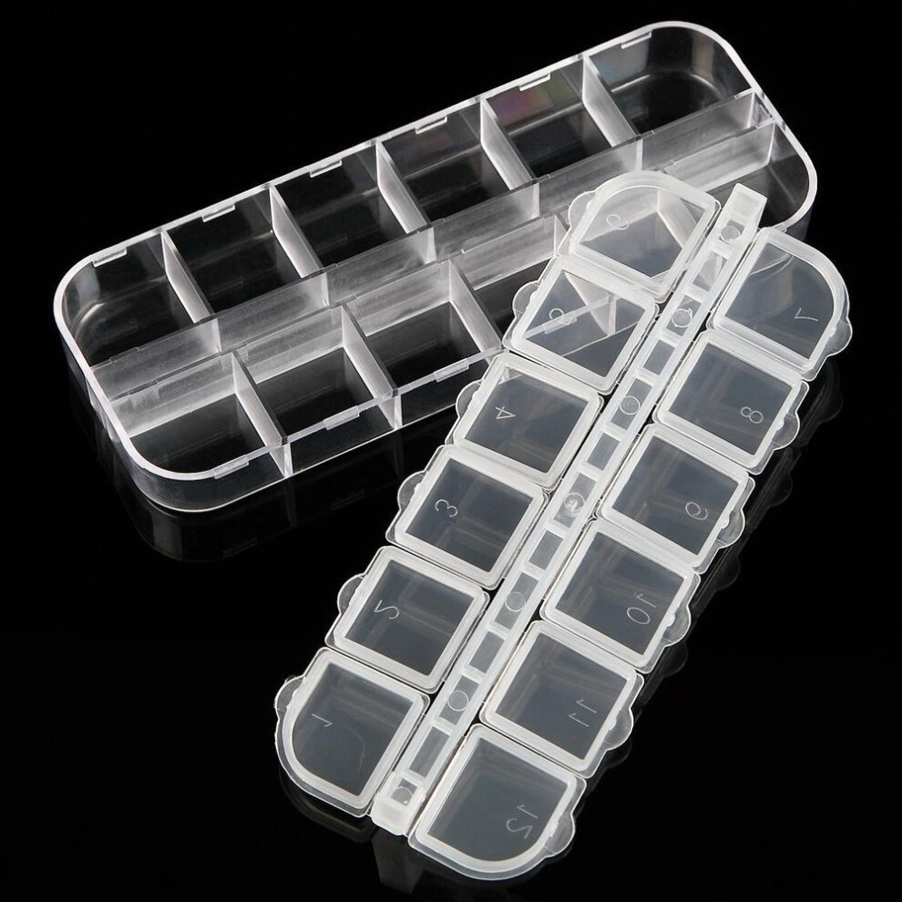 12 Grid Empty Box Nail Art Tips Rhinestone Beads Jewelry Plastic Storage Case Container Holder Diy Home Manicure Accessories Organizer