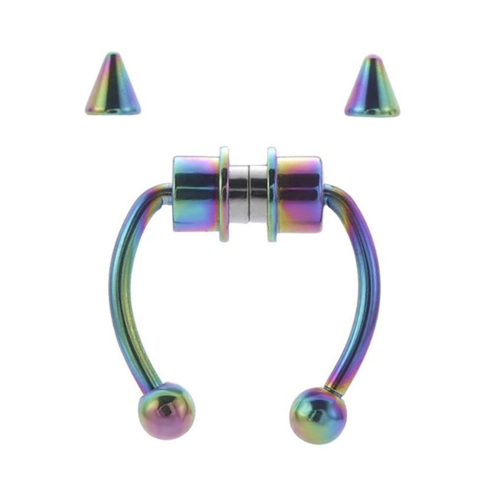 (multicolor) 1pcs U Shaped Fake Piercing Nose Ring Alloy Nose Piercing Hoop Septum Rings For Women Body Jewelry Gifts Fashion Magnetic