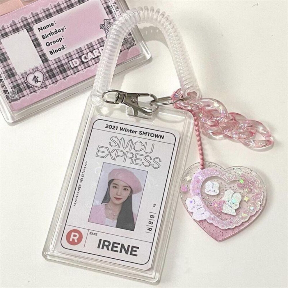 (pink, Vertical payment) 1pcs Acrylic Card Set, Key Chain, 3-inch Small Card, School Card, Meal Card, Bus Card, Hd Transparent Card Set