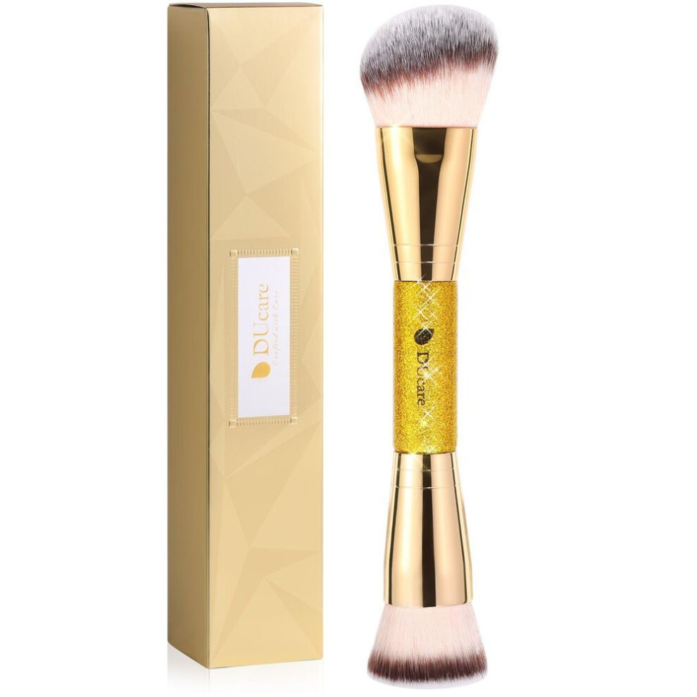 (Sculpting + Foundation) Ducare Dual-ended Sculpting Foundation Makeup Brushes Powder Concealer Blush Brush For Liquid Cream Contour Blending Face Brush
