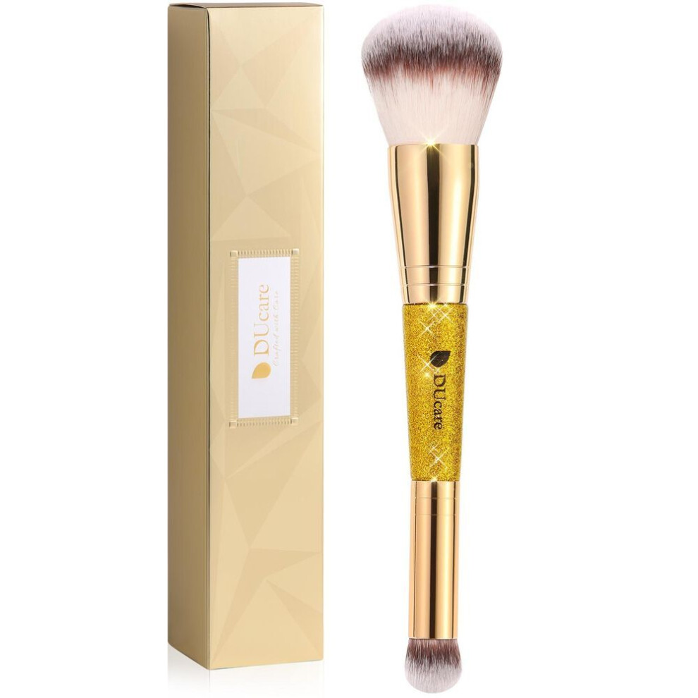 (Powder + Concealer Brush) Ducare Dual-ended Sculpting Foundation Makeup Brushes Powder Concealer Blush Brush For Liquid Cream Contour Blending Face Brush