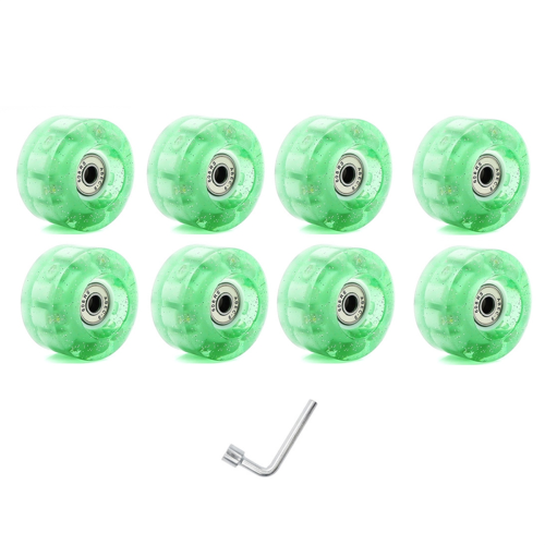 8 pezzi Glitter Light Up Roller Ruota da skate luminosa verde 2