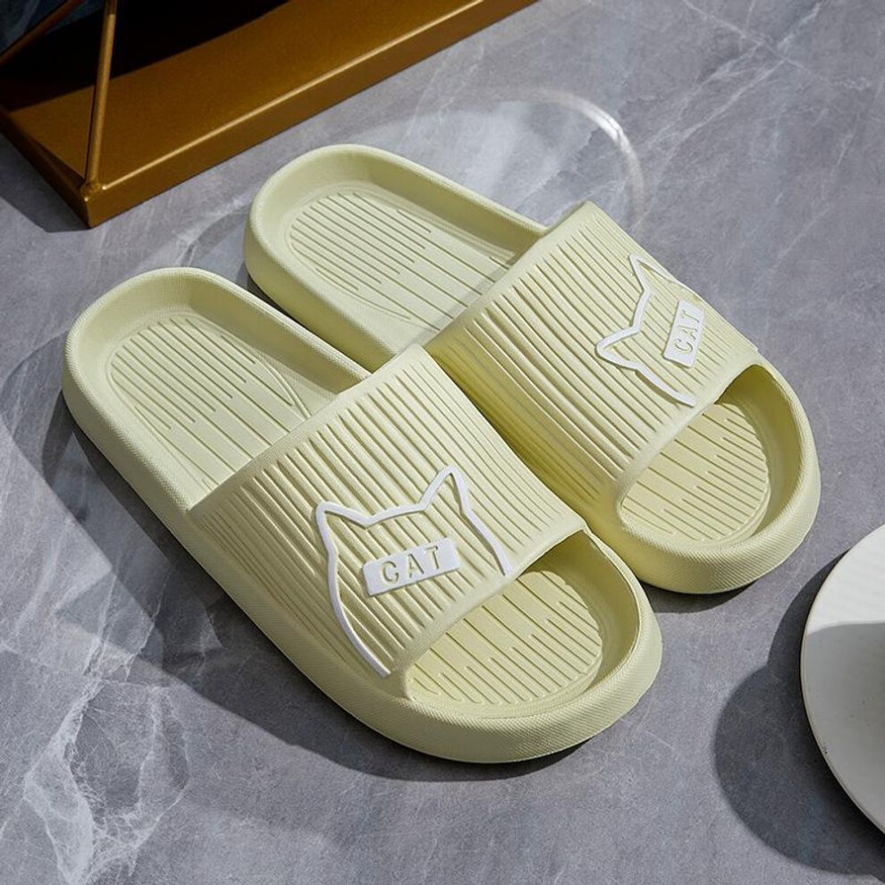 (green, 40-41) Summer Women Men's Slippers Indoor Bath Thick Platform Non-slip Home Easter Cartoon Flip Flops Cat Beach Sandals Ladies Shoes