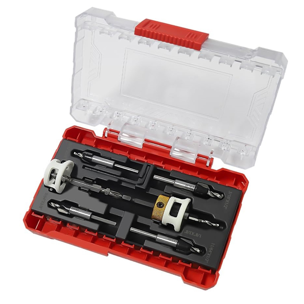 Hex Shank Countersink Drill Bits Set With Low Friction Depth Stop 4852496775667