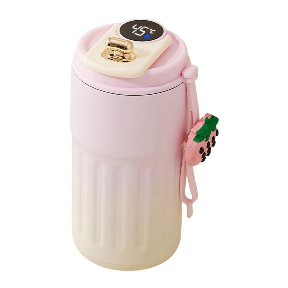 (pink) Vacuum Thermal Cup With Temperature Display 450ml Stainless Steel Insulated Mug For Hot Drinks Leak-proof Lid Easy To Clean Portable Travel Coffee