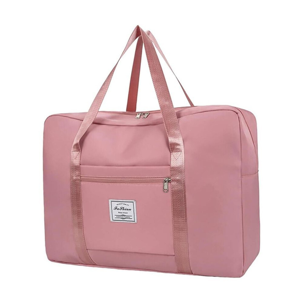 (pink, M) Waterproof Travel Storage Bag Zipper Closure Large Capacity Multipurpose Luggage Bag With Reinforced Handle