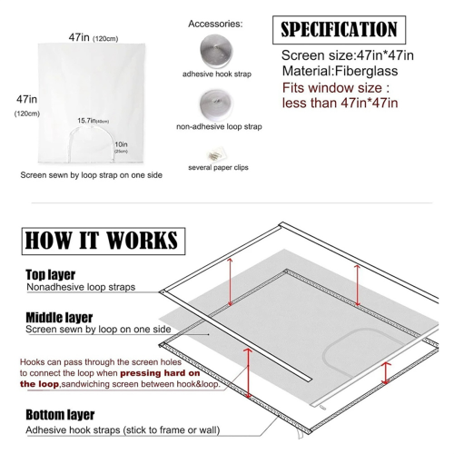 Adjustable Window Screen Replacement Kit with Zipper Opening 2