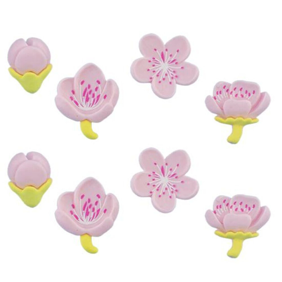 (pink) 8pcs 3D Flower Refrigerator Magnet Refreshing Pastoralism Style Solid Resin Reusable Floral Fridge Magnet Home Decoration Supplies