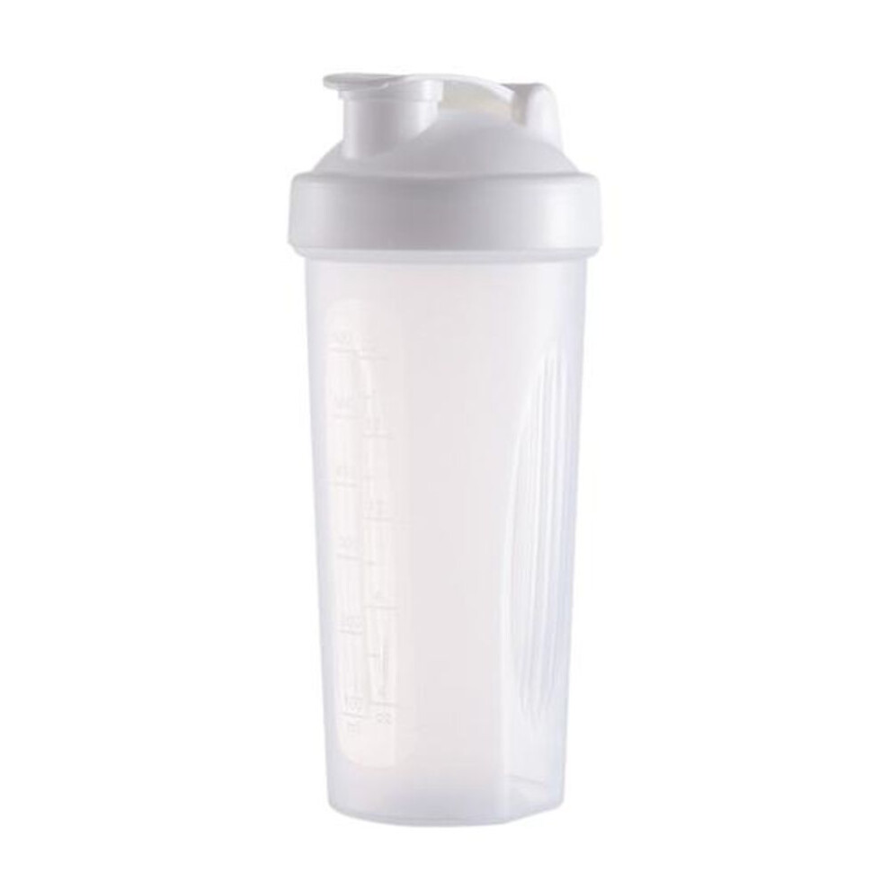 (white) 600ml Protein Shaker Bottle With Stainless Steel Ball Precise Scale Portable Fitness Mixing Water Cup Plastic Mixer Blender Bottle Birthday Gift