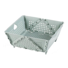 (green) PP Folding Drain Basket Fast Draining Hygienic Space-saving Desktop Fruit Storage Basket for Kitchen Sink
