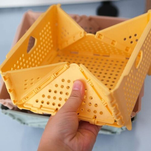 (green) PP Folding Drain Basket Fast Draining Hygienic Space-saving Desktop Fruit Storage Basket for Kitchen Sink 2