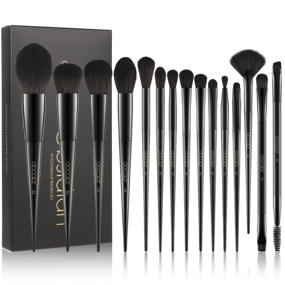 (black, Makeup Brushes Set 15Pcs) Docolor Professional Makeup Brushes Set 30pcs Makeup Brushes Premium Synthetic Powder Kabuki Foundation Eyeshadow Eyeliner Eyebrow Makeup Brush Kit