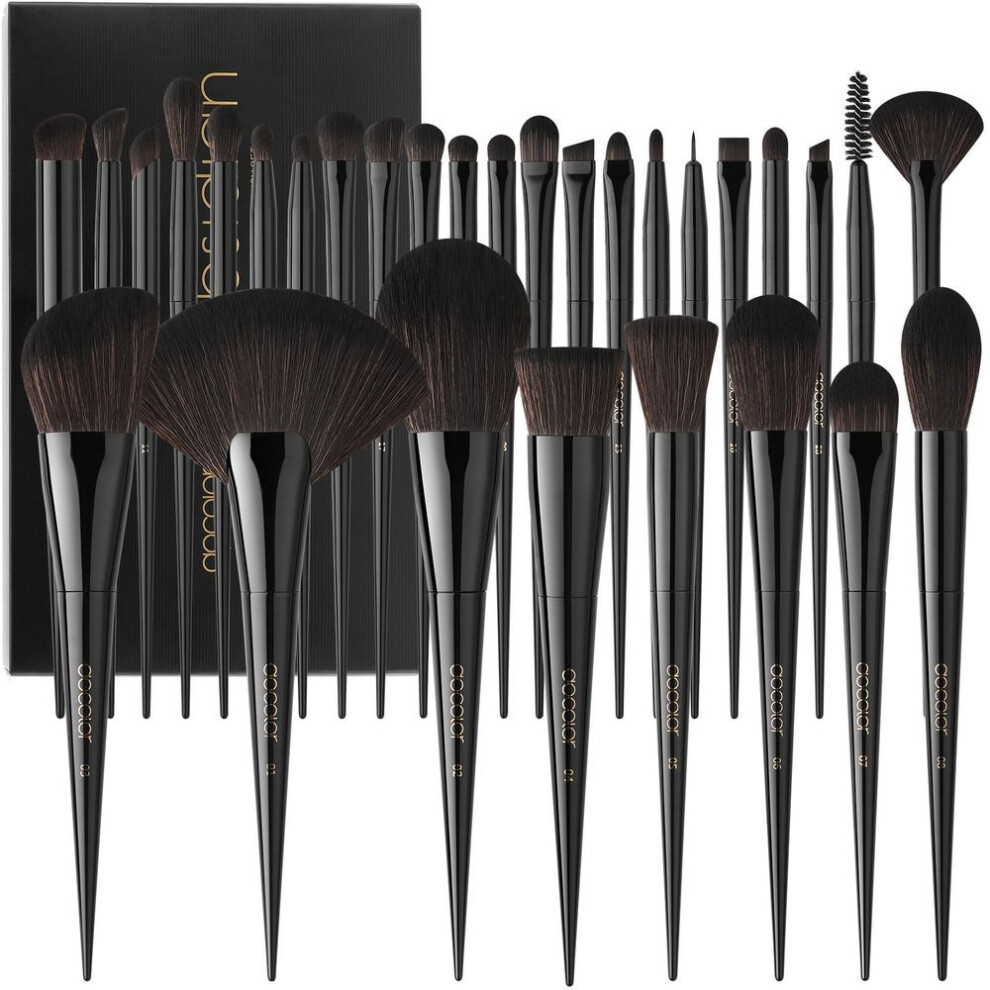 (black, Makeup Brushes Set 30Pcs) Docolor Professional Makeup Brushes Set 30pcs Makeup Brushes Premium Synthetic Powder Kabuki Foundation Eyeshadow Eyeliner Eyebrow Makeup Brush Kit