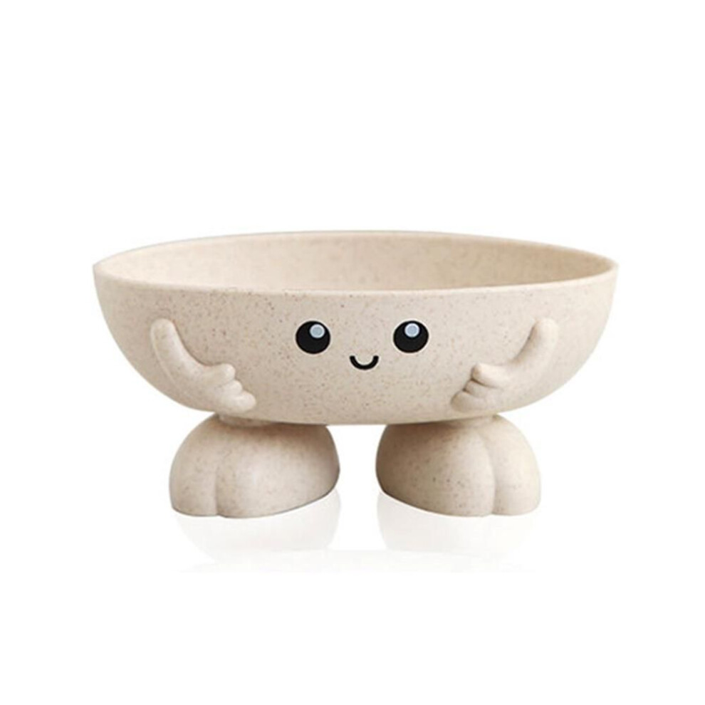 (beige) Wheat Straw Cartoon Soap Box Draining Practical Easy Clean Soap Holder Bathroom Soaps Dish Box