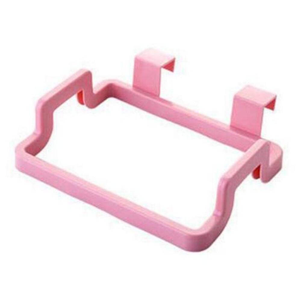(pink) Practical Kitchen Trash Garbage Bag Plastic Holder Cabinets Towel Rack Organizer
