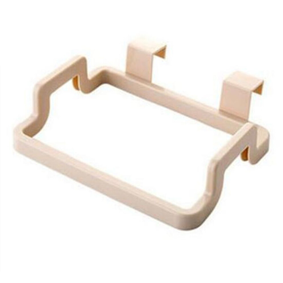 (beige) Practical Kitchen Trash Garbage Bag Plastic Holder Cabinets Towel Rack Organizer