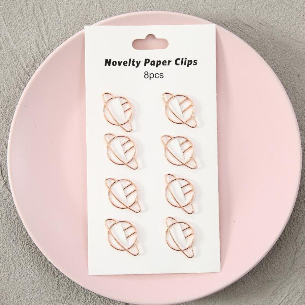 (gold) 8pcs/lot Cute Metal Paper Clips Star Cartoon Binder Clip Kawaii Planet Bookmark Memo Clips Stationery H0517