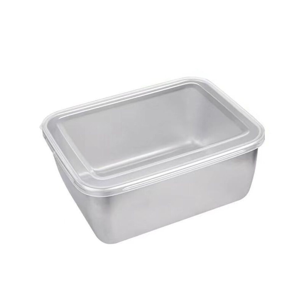 (silver) Stainless Steel Refrigerator Food Preservation Box Fruit Bento Meat Airtight Storage Box Kitchen Storage Container Food Storage